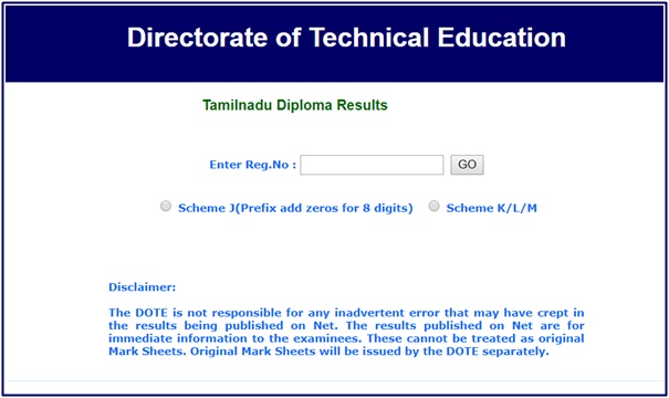 TNDTE Diploma Result 2019