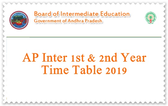 AP Inter 1st & 2nd Year Time Tables 2019